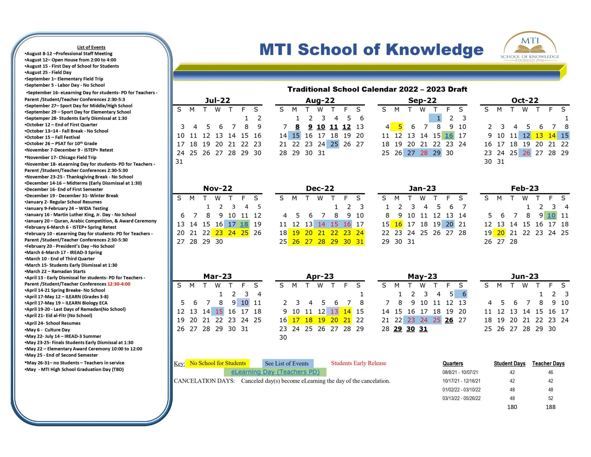 Calendar - MTI INDY